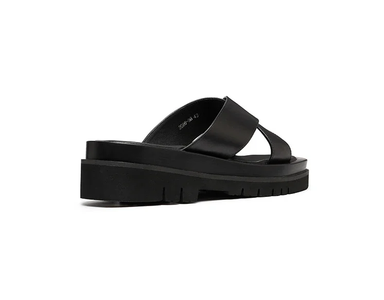 Luxury Mens Leather Slippers 2024 New Style Genuine Leather Outdoor Sandals Fashion Platform Business Slippers Summer Man Shoes
