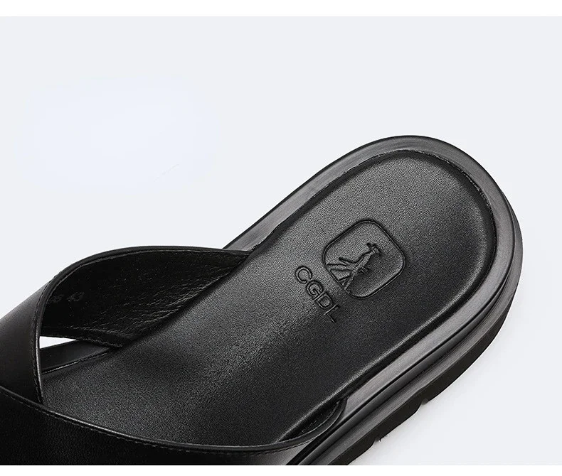 Luxury Mens Leather Slippers 2024 New Style Genuine Leather Outdoor Sandals Fashion Platform Business Slippers Summer Man Shoes