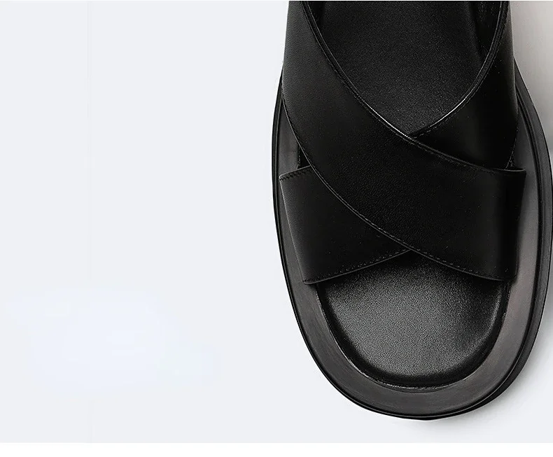 Luxury Mens Leather Slippers 2024 New Style Genuine Leather Outdoor Sandals Fashion Platform Business Slippers Summer Man Shoes