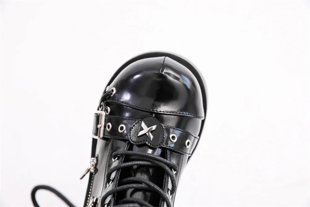 Brand New Ladies Goth Platform Ankle Boots Fashion Buckle Zip Rivet Punk Wedges High Heels Womens Boots Party Street Woman Shoes