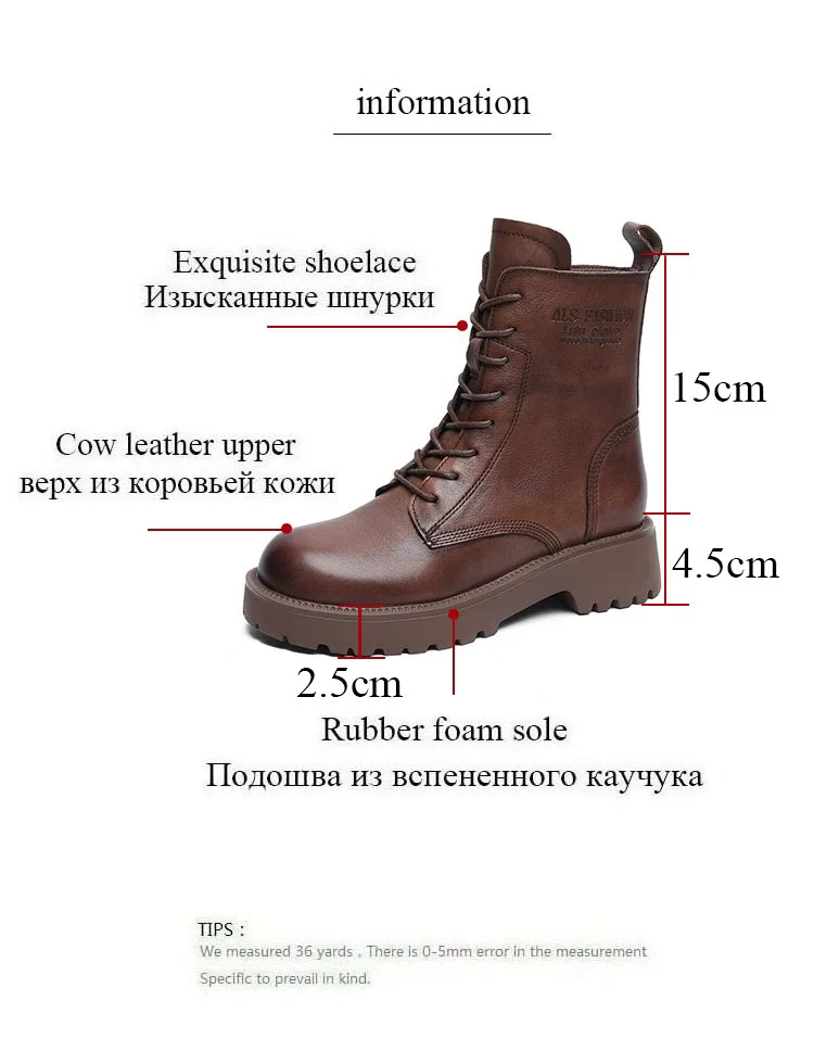 DRKANOL British Style Handmade Retro Winter Women Platform Heel Boots Luxury Full Cow Leather Mid Calf Thick Heel Warm Boots