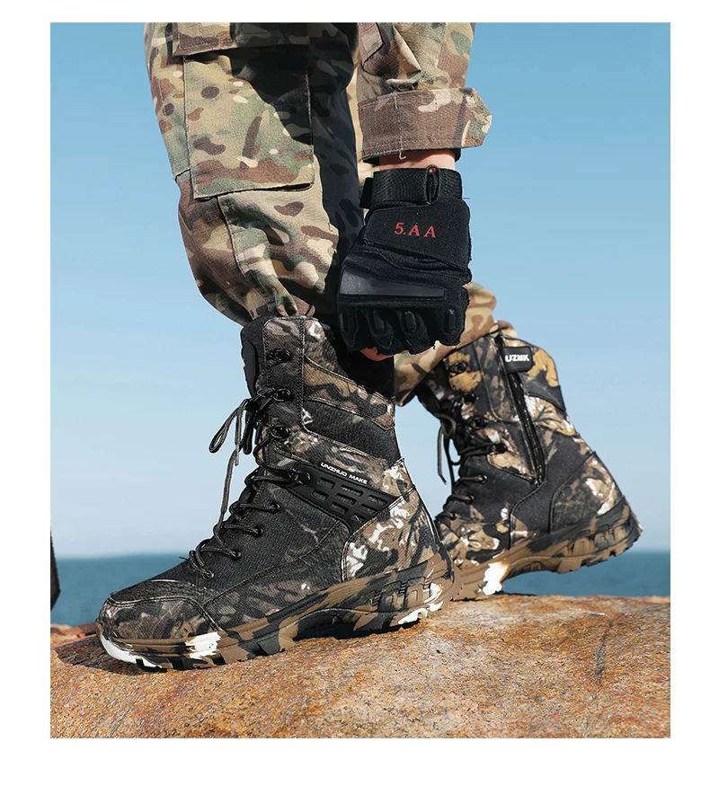 Men Tactical Boots Male Army Boots Climbing Hiking Shoes Camping High Quality Lace Up Military Women Breathable Safety Unisex