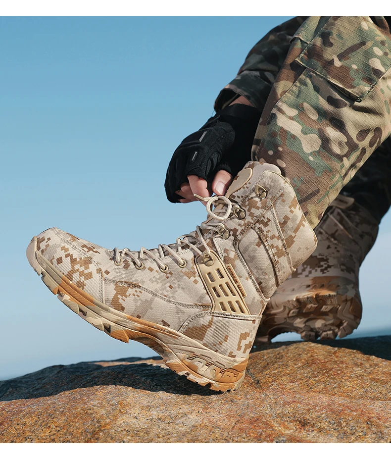 Men Tactical Boots Male Army Boots Climbing Hiking Shoes Camping High Quality Lace Up Military Women Breathable Safety Unisex