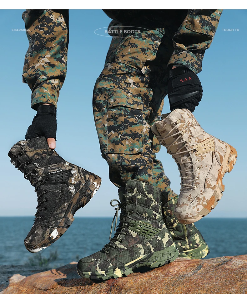 Men Tactical Boots Male Army Boots Climbing Hiking Shoes Camping High Quality Lace Up Military Women Breathable Safety Unisex