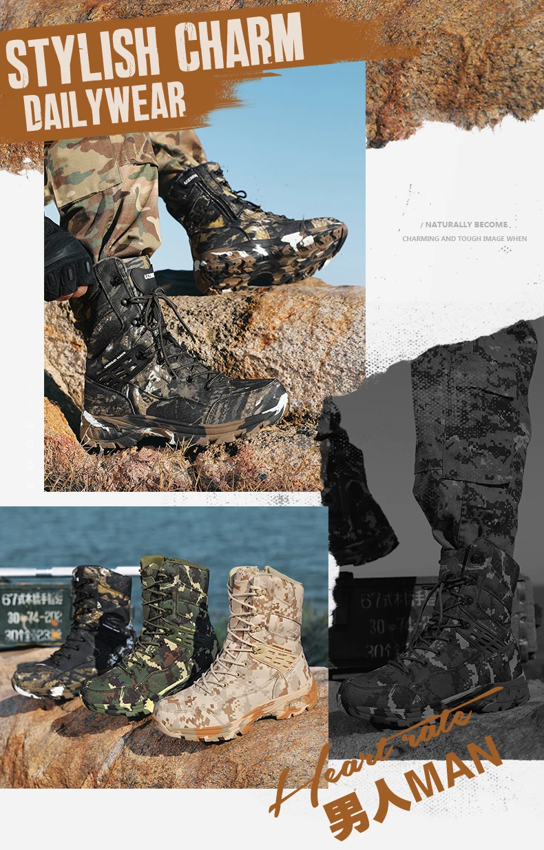 Men Tactical Boots Male Army Boots Climbing Hiking Shoes Camping High Quality Lace Up Military Women Breathable Safety Unisex
