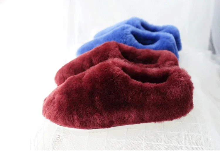 Natural Sheepskin Fur Slippers for Women Warm Wool Winter Indoor Home Shoes Fashion Casual Lady Slip-On House Slippers