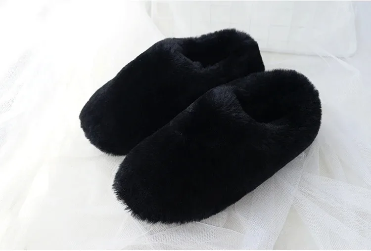 Natural Sheepskin Fur Slippers for Women Warm Wool Winter Indoor Home Shoes Fashion Casual Lady Slip-On House Slippers