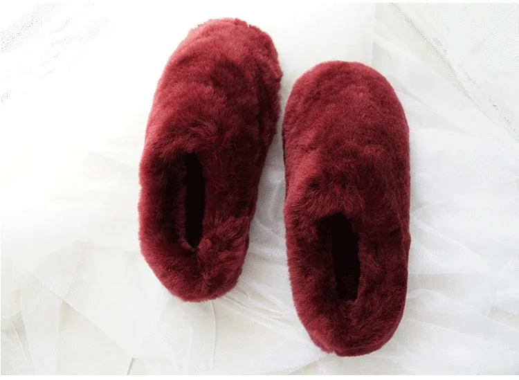 Natural Sheepskin Fur Slippers for Women Warm Wool Winter Indoor Home Shoes Fashion Casual Lady Slip-On House Slippers
