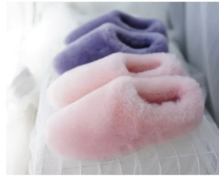 Natural Sheepskin Fur Slippers for Women Warm Wool Winter Indoor Home Shoes Fashion Casual Lady Slip-On House Slippers