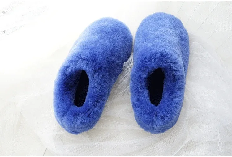 Natural Sheepskin Fur Slippers for Women Warm Wool Winter Indoor Home Shoes Fashion Casual Lady Slip-On House Slippers