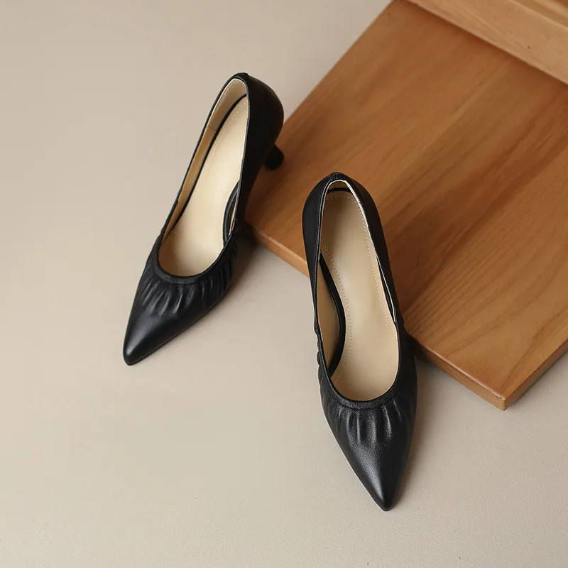 FEDONAS Women Pumps Spring Summer Office Ladies Party Pointed Toe Thin Heels Soft Genuine Leather Shoes Woman Fashion Elegant