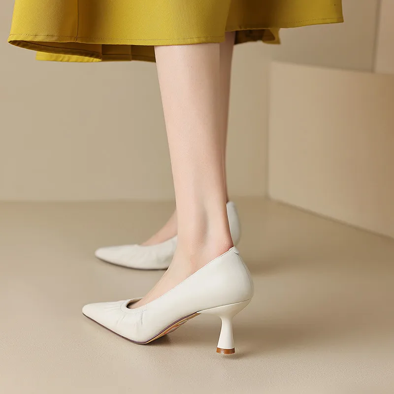 FEDONAS Women Pumps Spring Summer Office Ladies Party Pointed Toe Thin Heels Soft Genuine Leather Shoes Woman Fashion Elegant