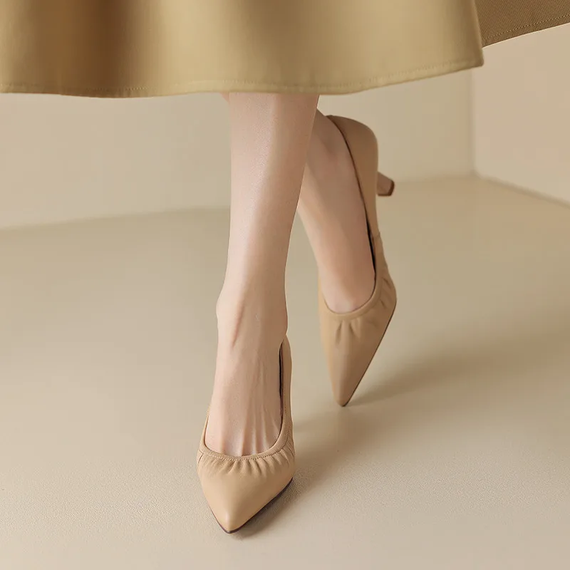 FEDONAS Women Pumps Spring Summer Office Ladies Party Pointed Toe Thin Heels Soft Genuine Leather Shoes Woman Fashion Elegant