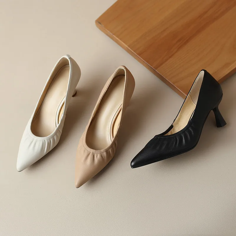 FEDONAS Women Pumps Spring Summer Office Ladies Party Pointed Toe Thin Heels Soft Genuine Leather Shoes Woman Fashion Elegant