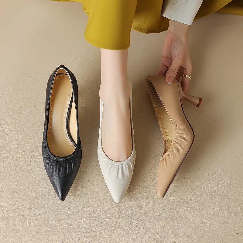 FEDONAS Women Pumps Spring Summer Office Ladies Party Pointed Toe Thin Heels Soft Genuine Leather Shoes Woman Fashion Elegant