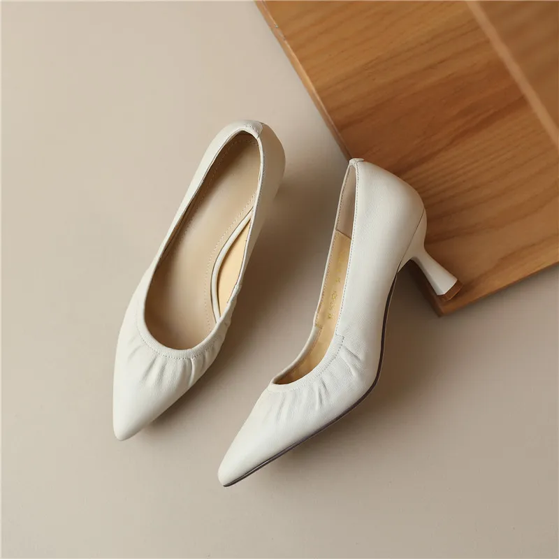 FEDONAS Women Pumps Spring Summer Office Ladies Party Pointed Toe Thin Heels Soft Genuine Leather Shoes Woman Fashion Elegant