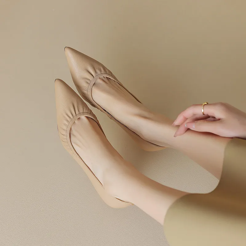 FEDONAS Women Pumps Spring Summer Office Ladies Party Pointed Toe Thin Heels Soft Genuine Leather Shoes Woman Fashion Elegant