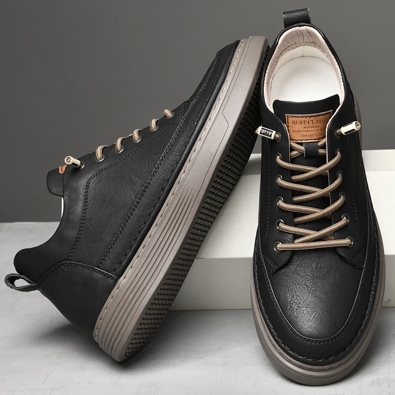 Italian Brand Men's Genuine Leather Casual Shoes Fashionable Beige Men's Hiking Shoes Camping High Top Shoes Big Size：36-47