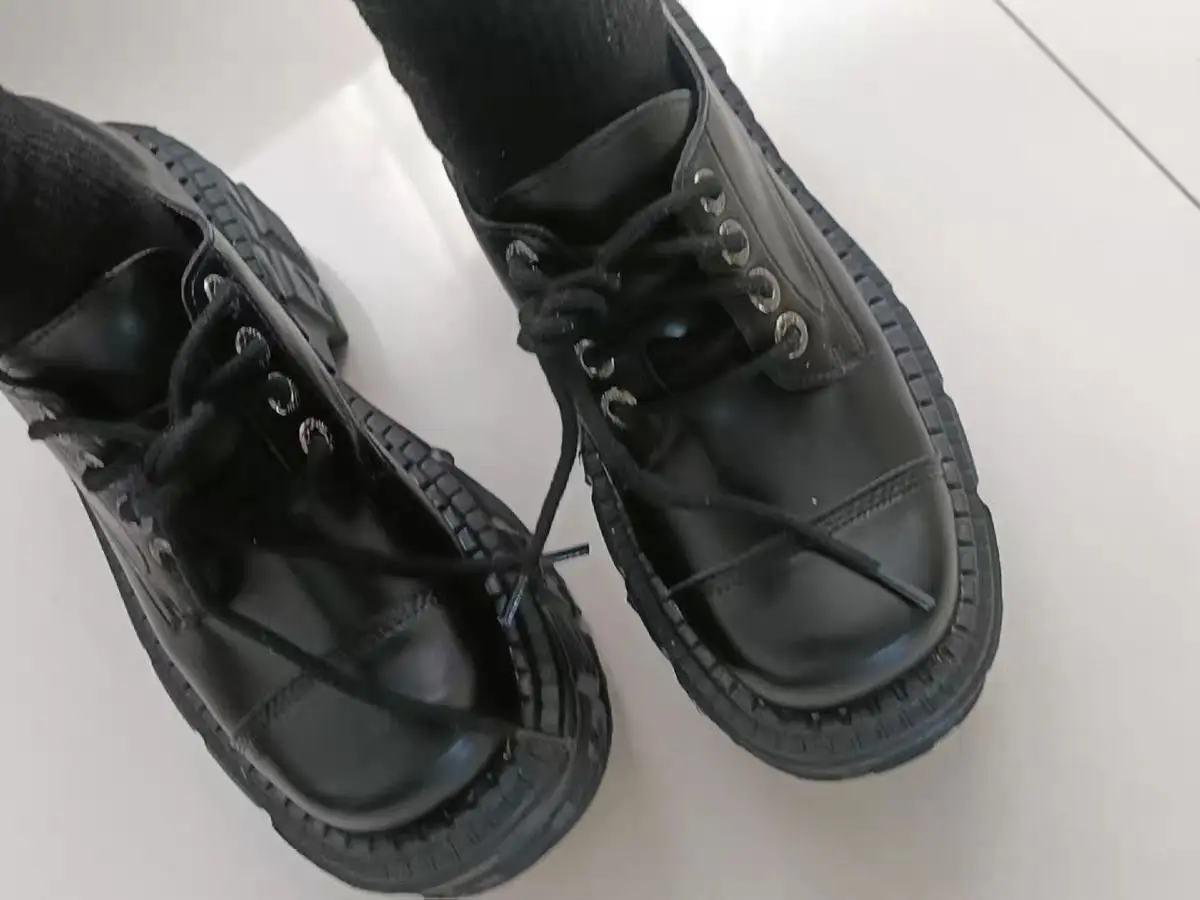 2025 Mens Leather Punk Big Head Low Top Muffin Tank Heightening Platform Locomotive Rock Loafers Shoes