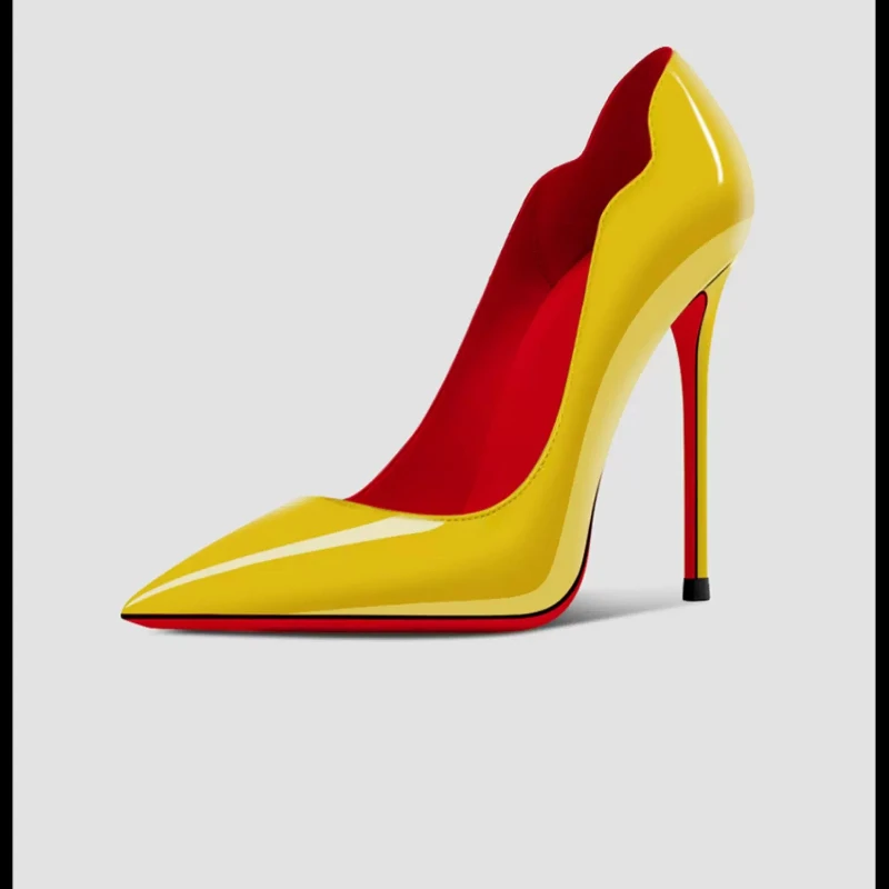 Spring Shallow Mouth Patent Leather Black Super High Heels, Women's Slim Heels, New Professional sexy Plus Size Single Shoes