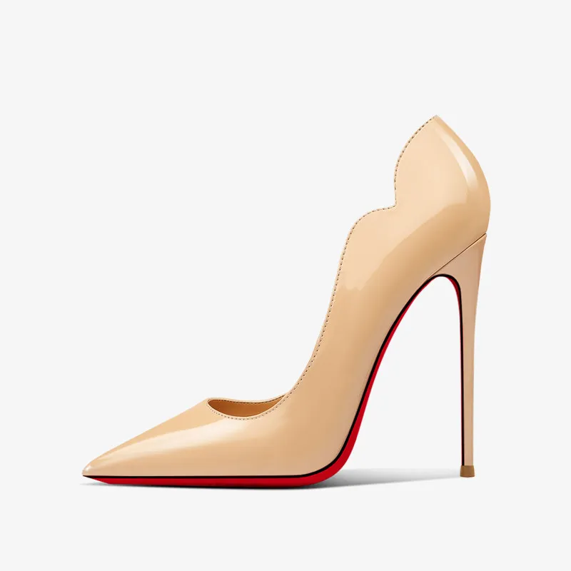 Spring Shallow Mouth Patent Leather Black Super High Heels, Women's Slim Heels, New Professional sexy Plus Size Single Shoes