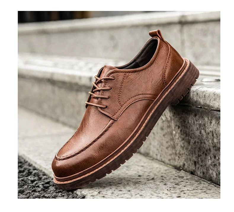Autumn New Men Leather Casuai Shoes Brogue Luxurious Handmade Shoes Genuine Leather Shoes Work Boots Business Casual Sneakers