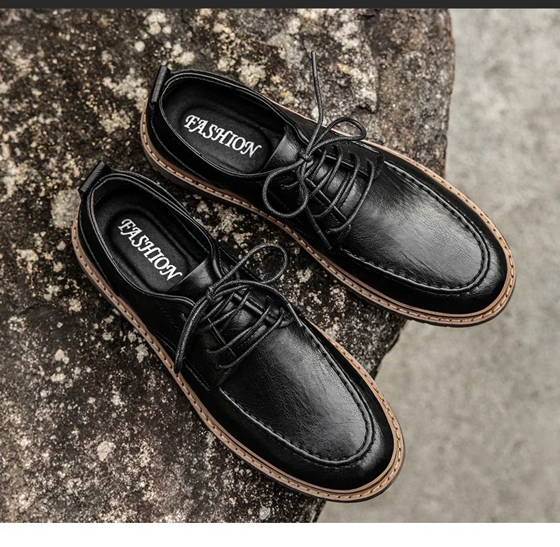 Autumn New Men Leather Casuai Shoes Brogue Luxurious Handmade Shoes Genuine Leather Shoes Work Boots Business Casual Sneakers