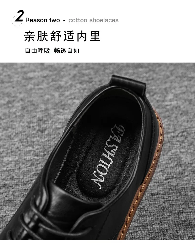 Autumn New Men Leather Casuai Shoes Brogue Luxurious Handmade Shoes Genuine Leather Shoes Work Boots Business Casual Sneakers