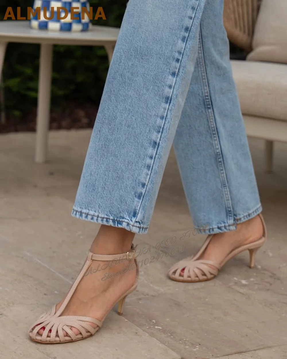 ALMUDENA Champagne Gold Silver Strappy Sandals Stiletto Heel T-Bar Narrow Band Caged Summer Dress Shoes Hollow Out Banquet Shoes