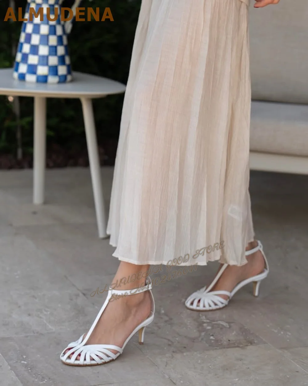 ALMUDENA Champagne Gold Silver Strappy Sandals Stiletto Heel T-Bar Narrow Band Caged Summer Dress Shoes Hollow Out Banquet Shoes