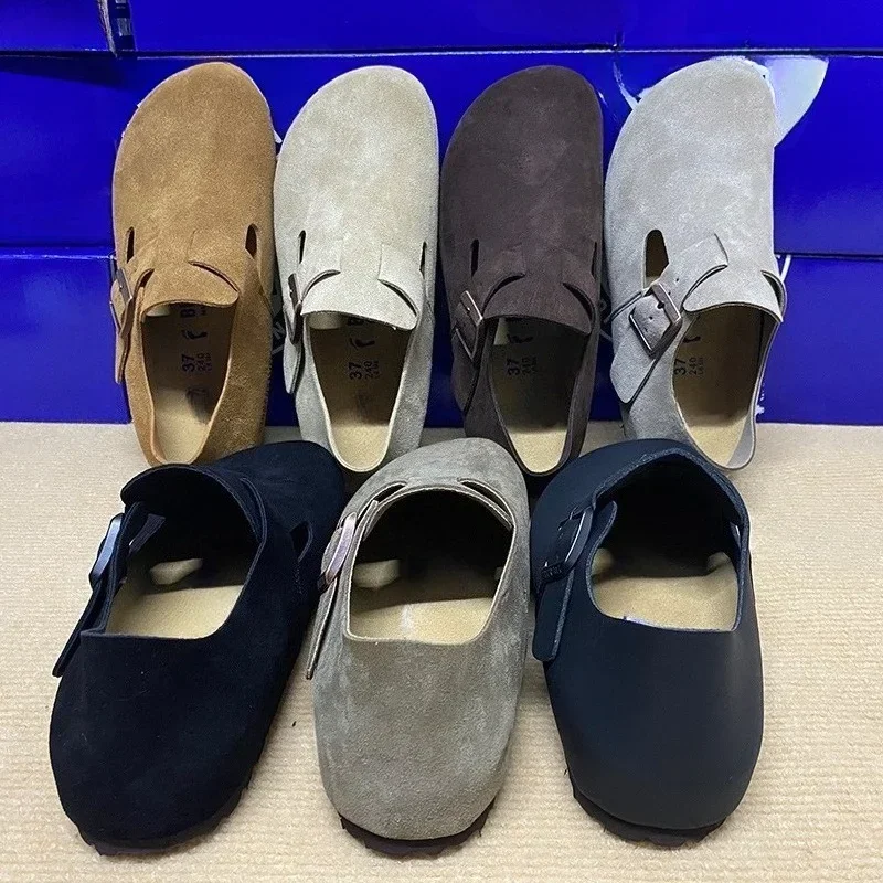 High-end all-inclusive men's and women's genuine leather cork thick-soled insole height-increasing Bokun shoes casual shoes