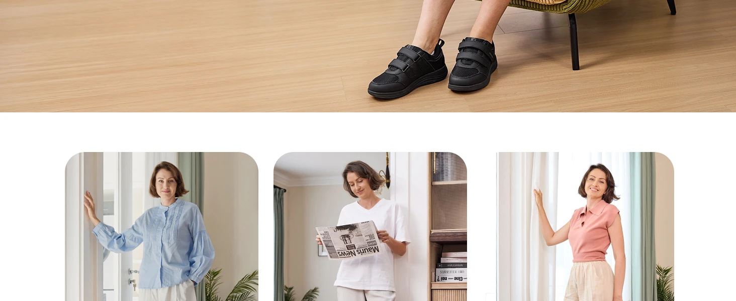 FitVille Women’s Diabetic Shoes for Women Comfortable Extra Wide Walking Shoes Orthopedic Casual Sneakers with Adjustable Strap