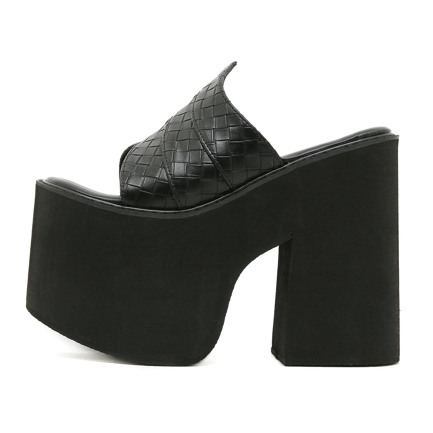Gdgydh Black Platform Sandals for Women Wedge Heels Fashionable Strappy Back Open Toe Summer High Heel Sandals Slip-On Outdoor