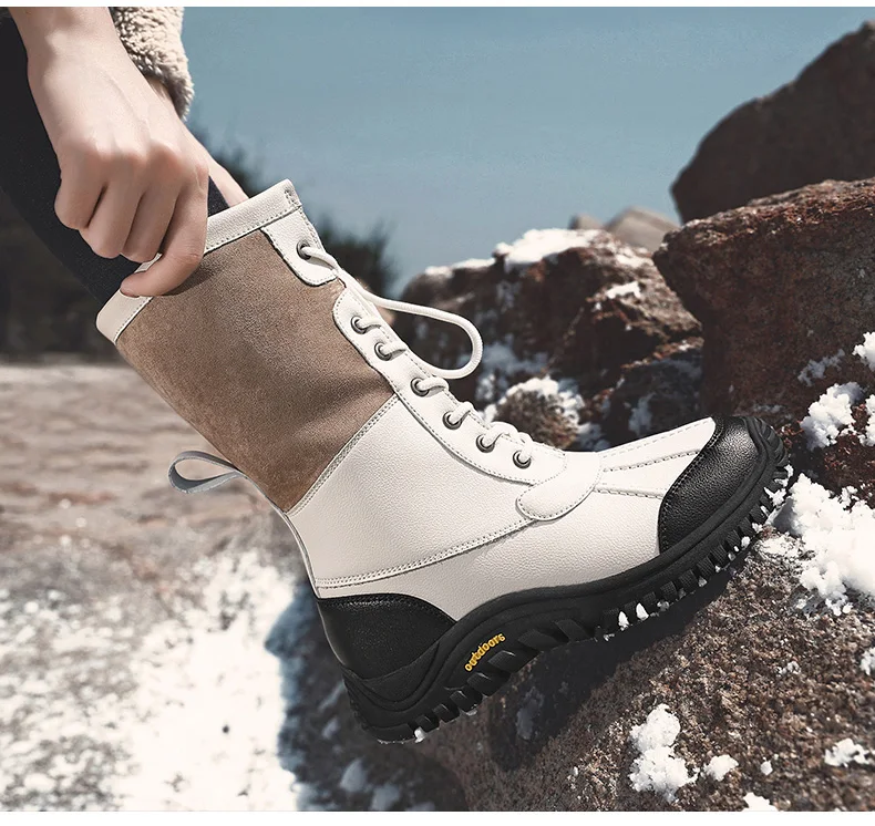 Snow Boots Women Lace-up Waterproof Comfortable Ladies Rain Shoes Female Keep Warm Mid-Calf Winter Boots Outdoor Ankle Boots New