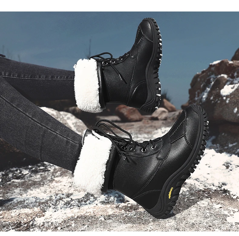 Snow Boots Women Lace-up Waterproof Comfortable Ladies Rain Shoes Female Keep Warm Mid-Calf Winter Boots Outdoor Ankle Boots New