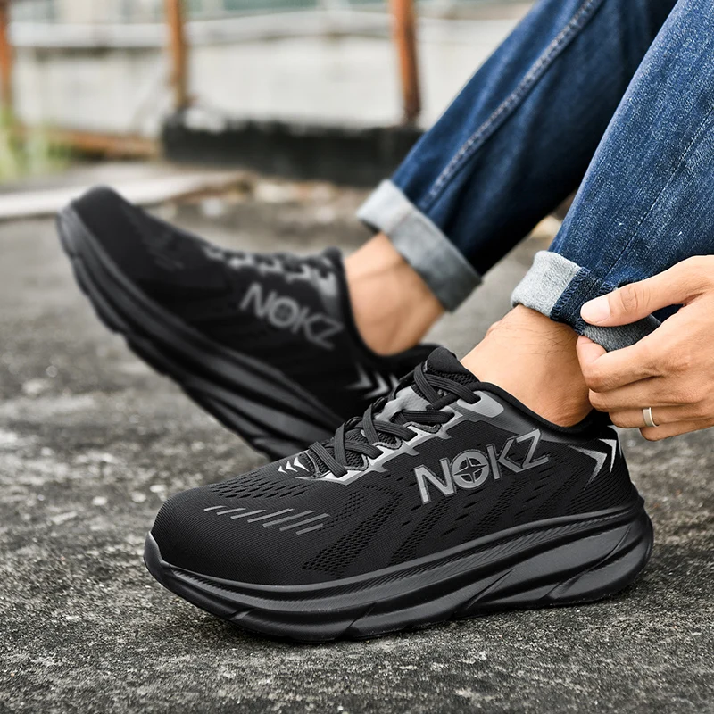 Fashion Comfortable Men's Work Safety Shoes Anti-smash Anti-stab Work Sneakers Steel Toe Shoes Breathable Male Walking Sneakers