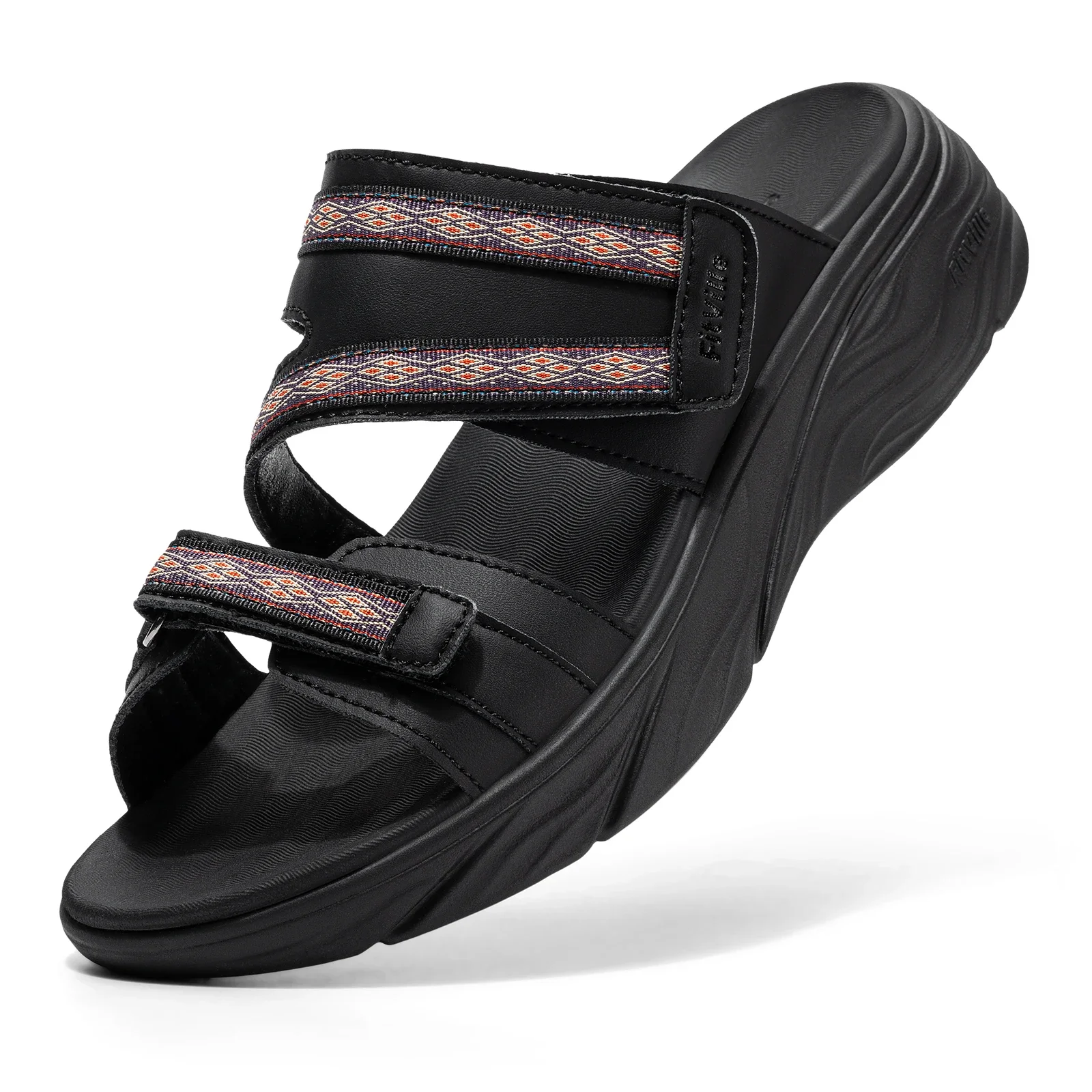 FitVille Women'S Wedge Slippers Wide Width Adjustable Straps Summer Beach Sandals Slipper For Swollen Feet And Bunion Relief