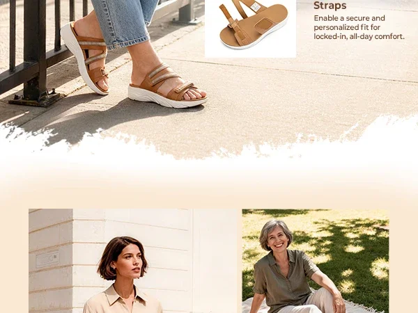 FitVille Women'S Wedge Slippers Wide Width Adjustable Straps Summer Beach Sandals Slipper For Swollen Feet And Bunion Relief