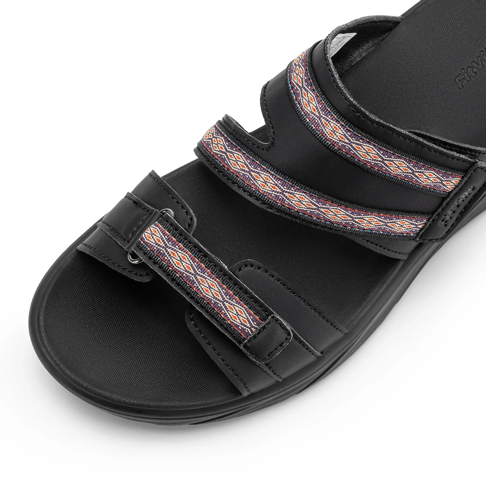 FitVille Women'S Wedge Slippers Wide Width Adjustable Straps Summer Beach Sandals Slipper For Swollen Feet And Bunion Relief