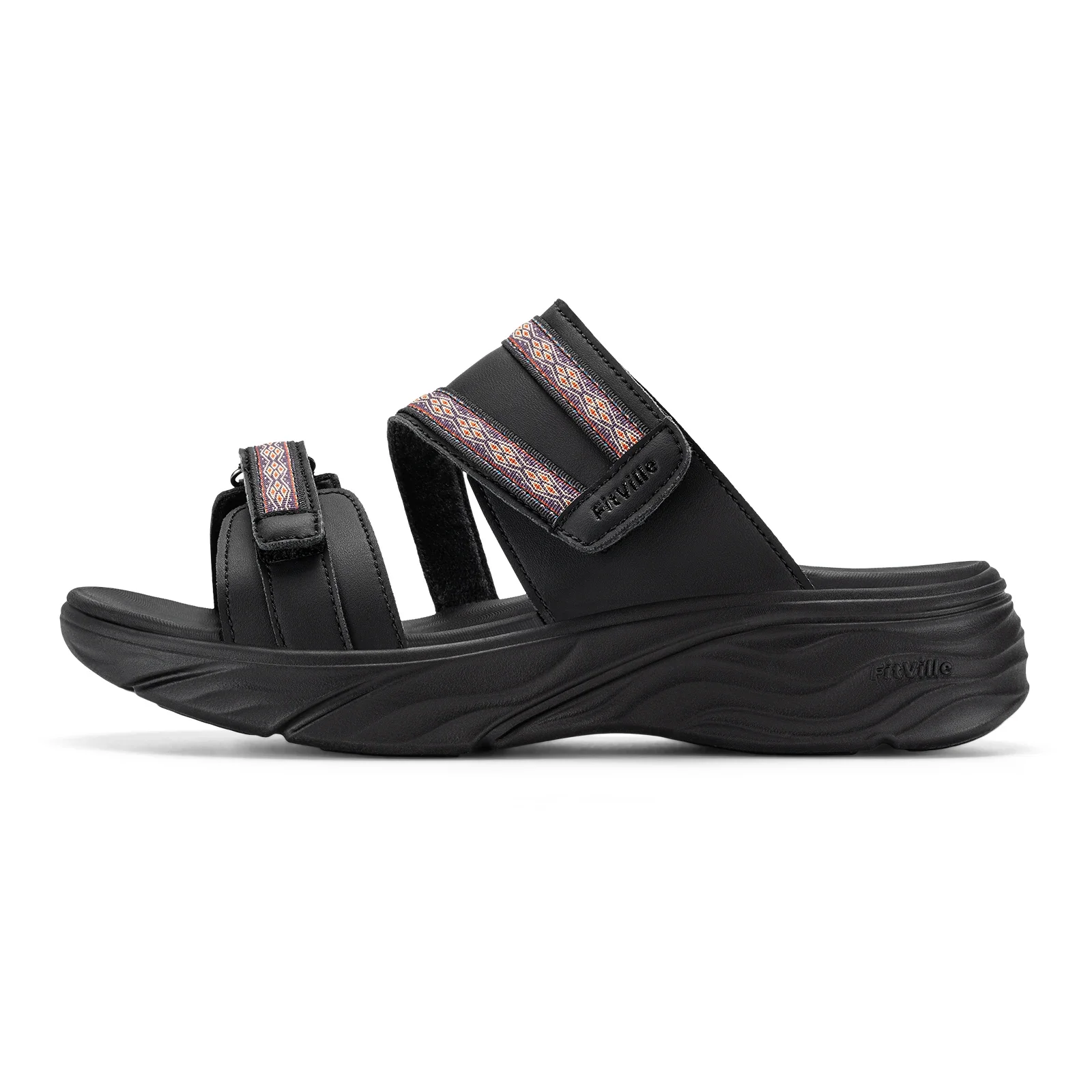FitVille Women'S Wedge Slippers Wide Width Adjustable Straps Summer Beach Sandals Slipper For Swollen Feet And Bunion Relief
