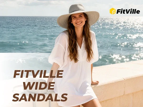 FitVille Women'S Wedge Slippers Wide Width Adjustable Straps Summer Beach Sandals Slipper For Swollen Feet And Bunion Relief