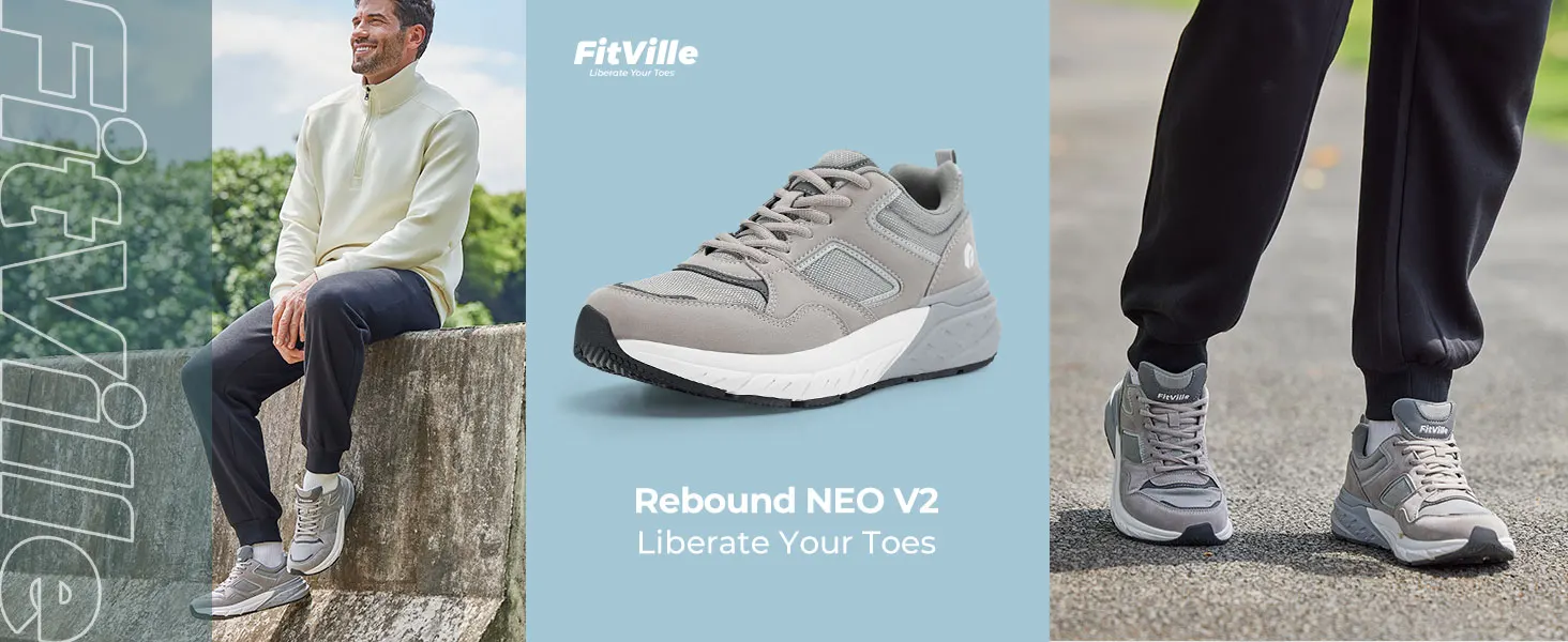 FitVille Newest Running Shoes for Men 4E Wide Width Sneakers with Arch Support for Flat Feet Heel Pain Relief Plantar Fasciitis