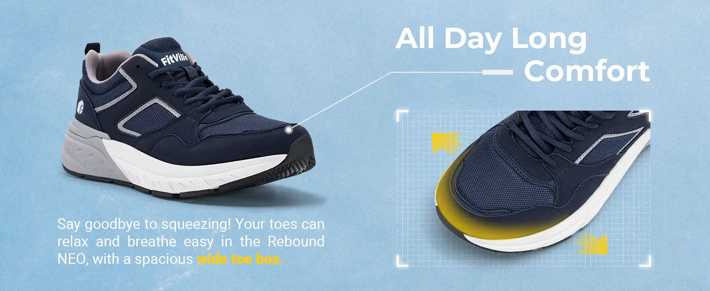FitVille Newest Running Shoes for Men 4E Wide Width Sneakers with Arch Support for Flat Feet Heel Pain Relief Plantar Fasciitis