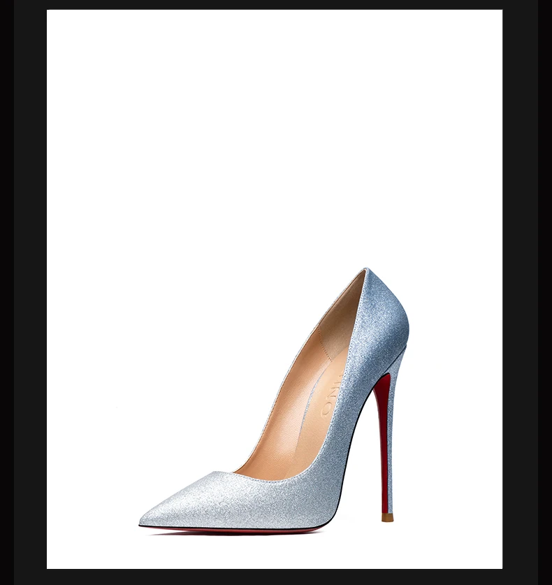 Women's Shoes Shiny Luxury Brand Pumps Red Bottom Pointed Toe Glitter Basic High Heels Female Prom Party Ladies Shoes Women 12cm