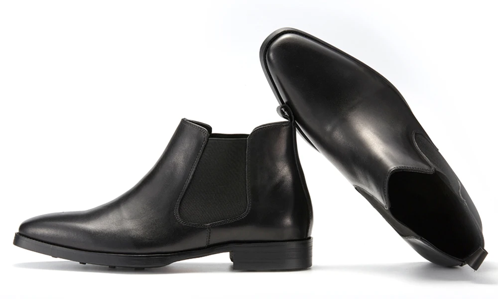 High Quatliy Claf Leather Men's Chelsea Boots Slip on Ankle Boots Motorcycle Genuine Leather Driving Boot Shoes for Men in Stock