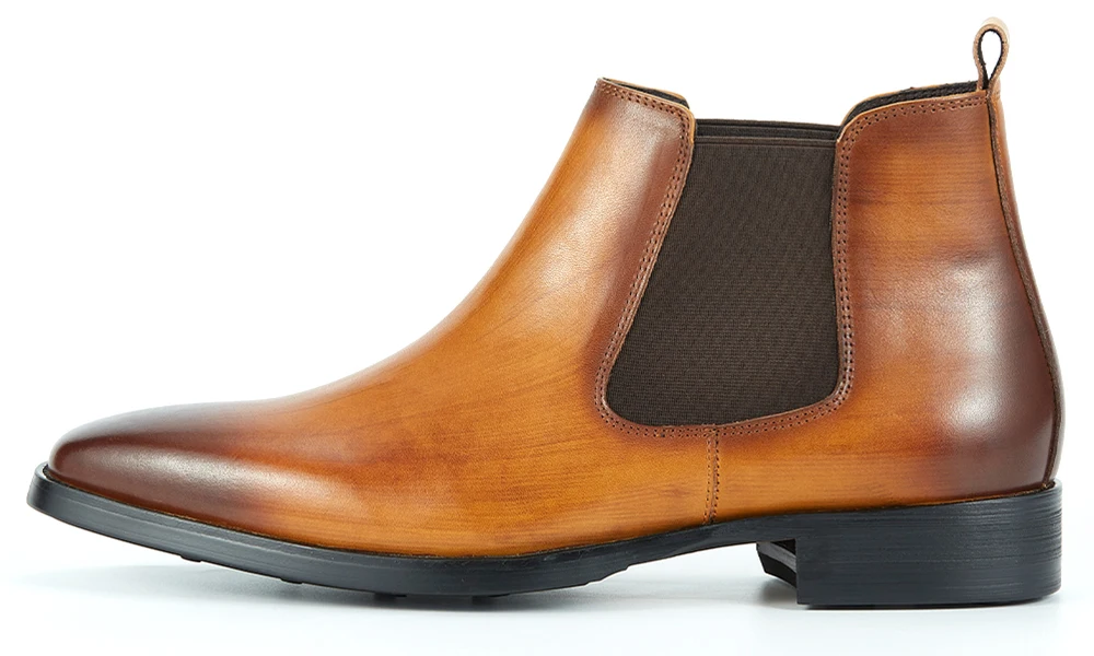 High Quatliy Claf Leather Men's Chelsea Boots Slip on Ankle Boots Motorcycle Genuine Leather Driving Boot Shoes for Men in Stock
