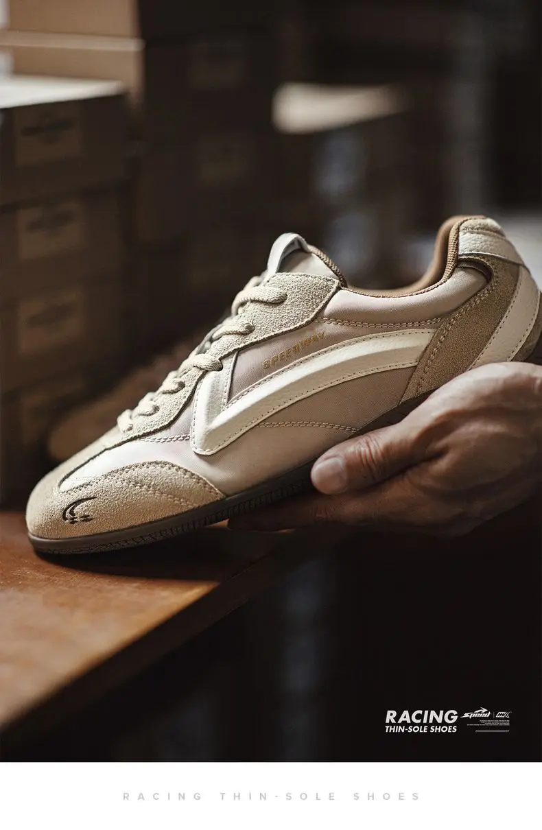 Maden Vintage Patchwork Racing Shoes Unisex Autumn Breathable German Trainers Sneakers Thin Sole Casual Lace-Up Sporty Shoes