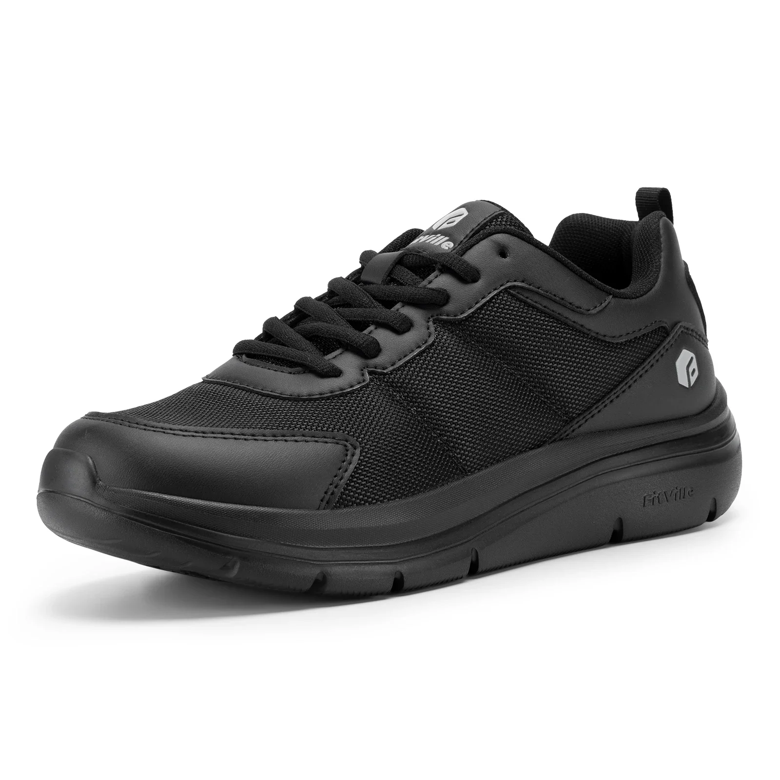 FitVille Wide Width Men's Walking Shoes Cushioning Lightweight Breathable Sneakers Shoes for Plantar Fasciitis Pain Relief