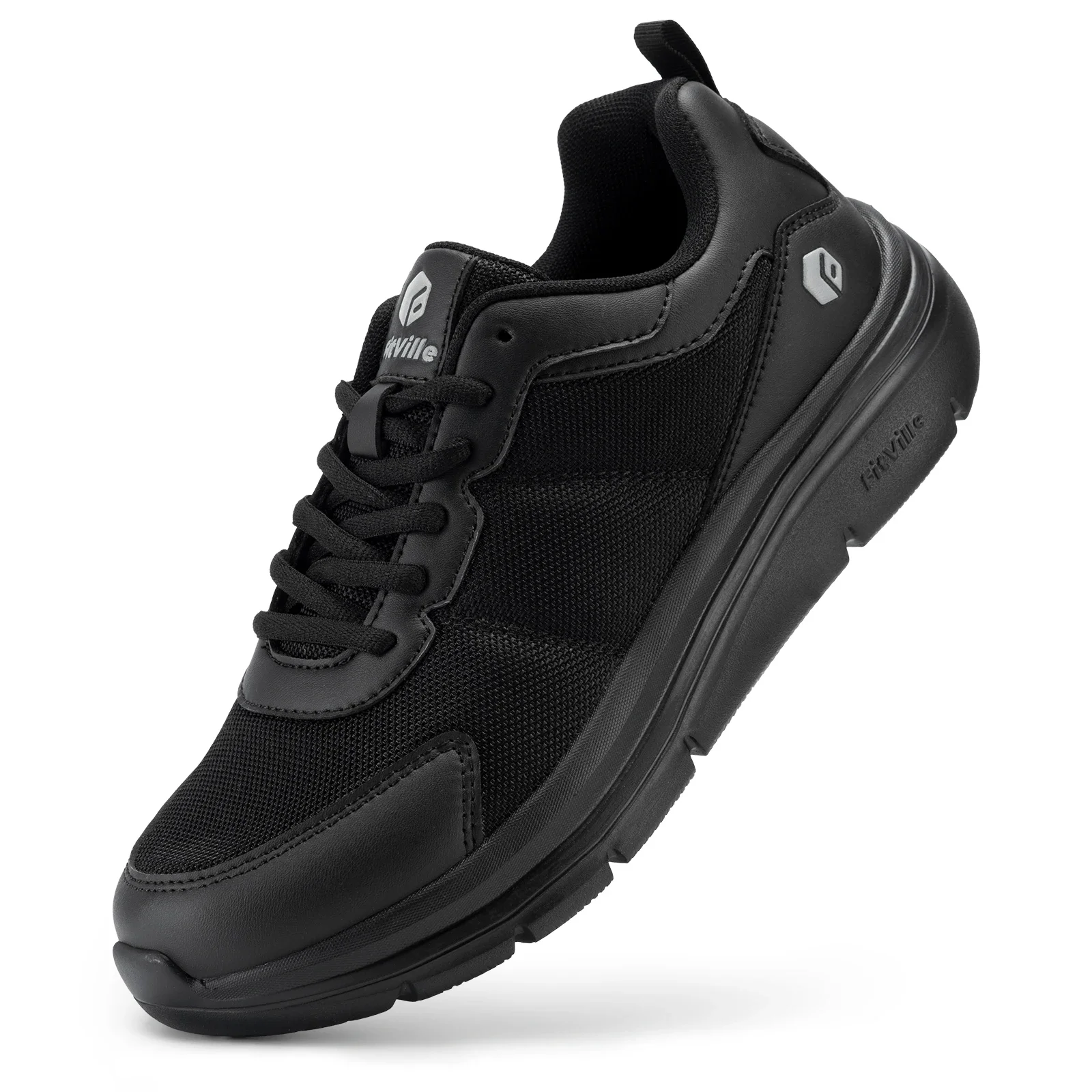 FitVille Wide Width Men's Walking Shoes Cushioning Lightweight Breathable Sneakers Shoes for Plantar Fasciitis Pain Relief