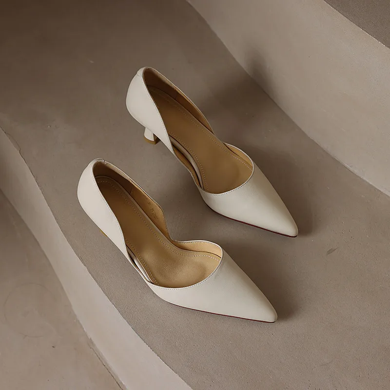 FEDONAS Basic Women Pumps Spring Summer Dress Office Ladies Pointed Toe Thin Heels Genuine Leather Shoes Woman Fashion Elegant